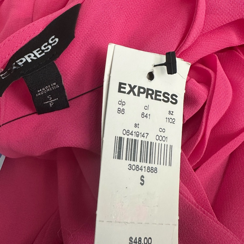 Express Pink Pleated Kimono Sleeve Surplice Wrap Blouse (NWT) - Picture 6 of 6